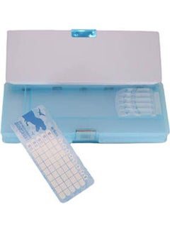 All In One Semi Transparent Pencil Case - 1Pcs Light Blue