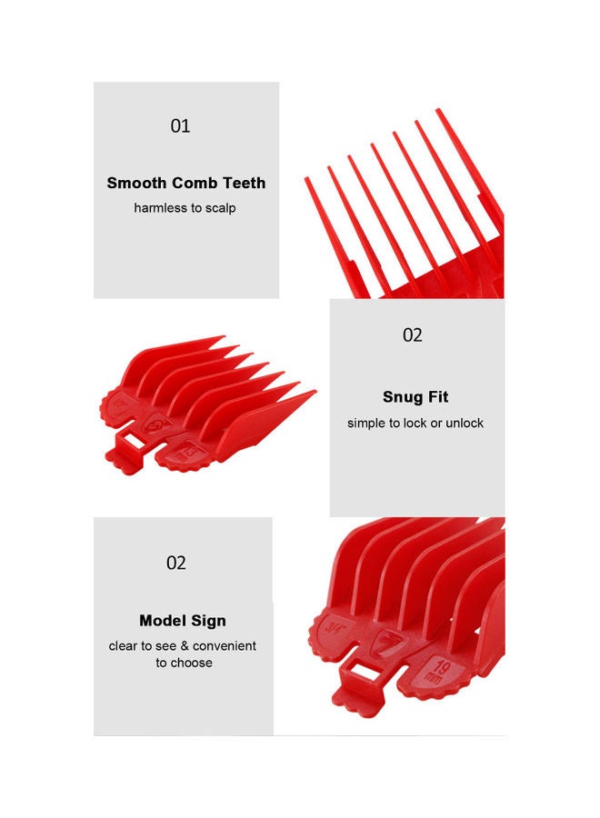 8-Piece Hair Clipper Comb Set Red - Image 2