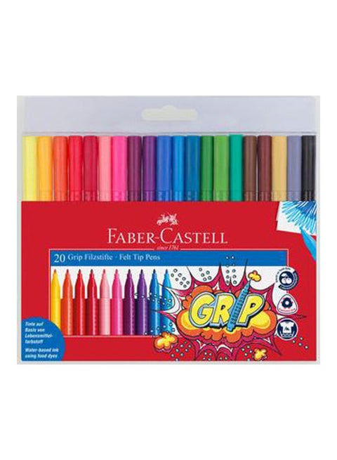 20 Piece Grip Felt Tip Pens Multicolour