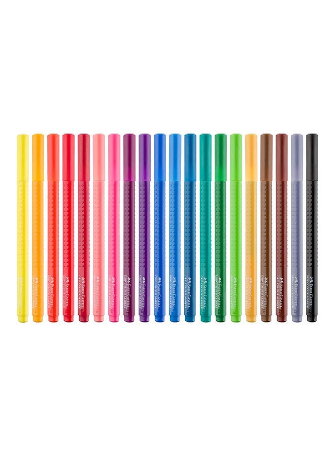 20 Piece Grip Felt Tip Pens Multicolour