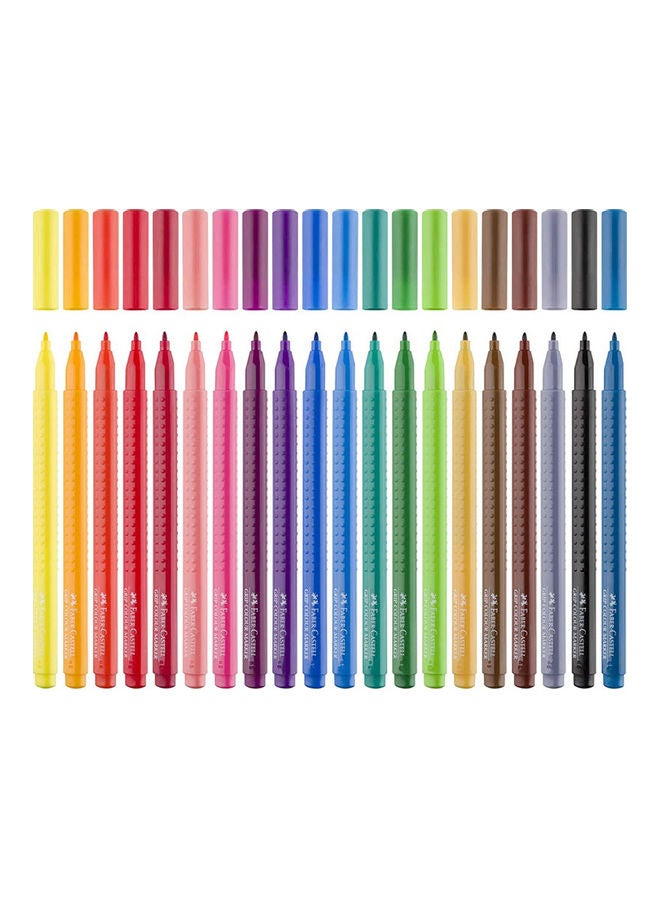 20 Piece Grip Felt Tip Pens Multicolour