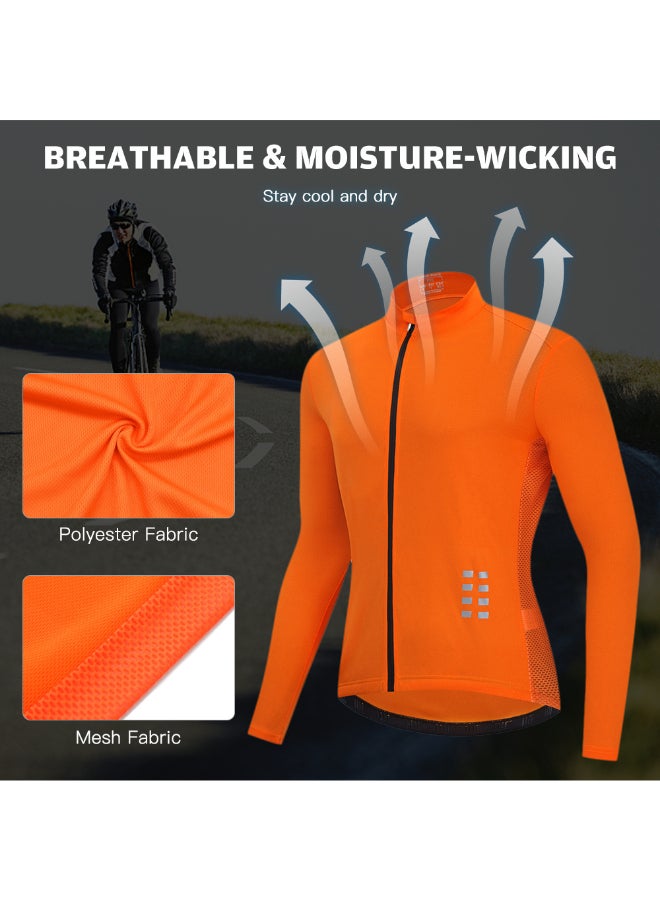 Long Sleeve Cycling Jersey Orange  - Image 2