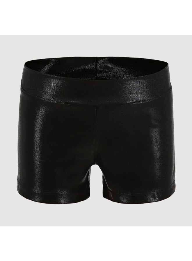 Glitter Stretchable Quick Dry Dance Shorts Black  - Image 1