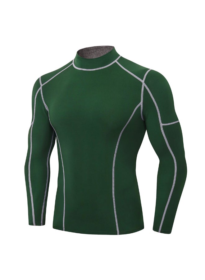 Long Sleeved Turtleneck Quick-Dry T-Shirt Grey/Green - Image 1