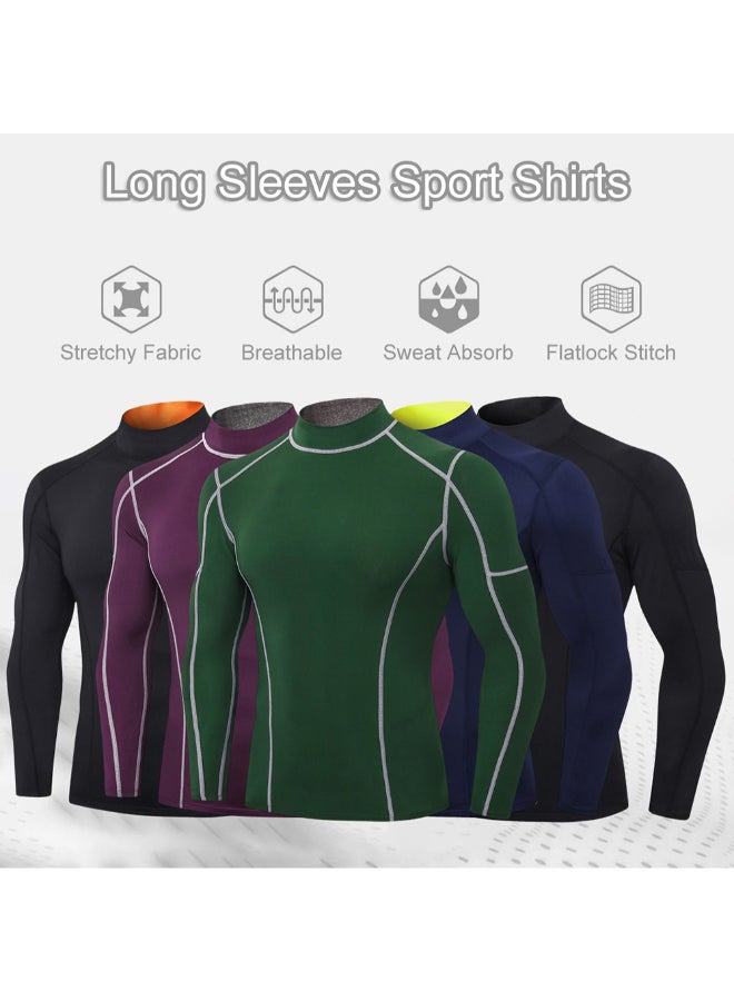 Long Sleeved Turtleneck Quick-Dry T-Shirt Grey/Green - Image 2