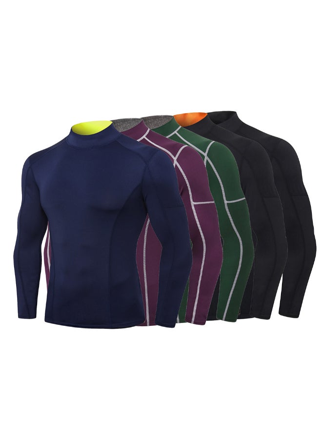 Long Sleeved Turtleneck Quick-Dry T-Shirt Grey/Green - Image 4