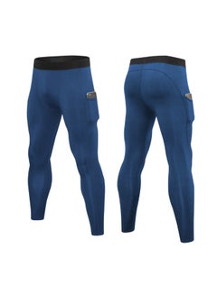 Generic 3-Piece Compression Side Pocket Sportswear Leggings Set Dark Grey/Dark Blue/Blue  - Image 4