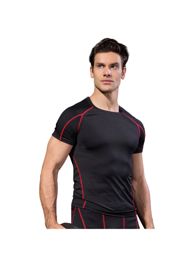 3-Piece Baselayer Quick Drying Sportswear T-Shirt Set Black/Red/Green - Image 5