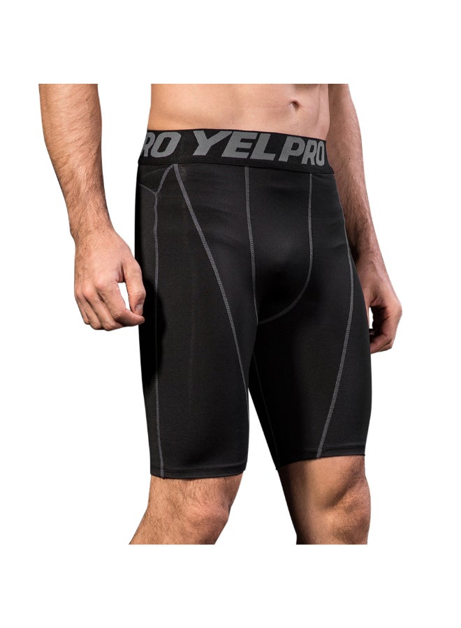 3-Piece Compression Quick Drying Workout Shorts Set Black/Grey/White - Image 4