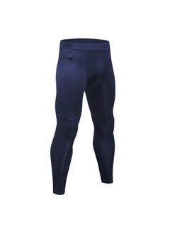 Generic 3-Piece Compression Quick Dry Zipper Pocket Workout Leggings Set Dark Blue/Grey/Black  - Image 4