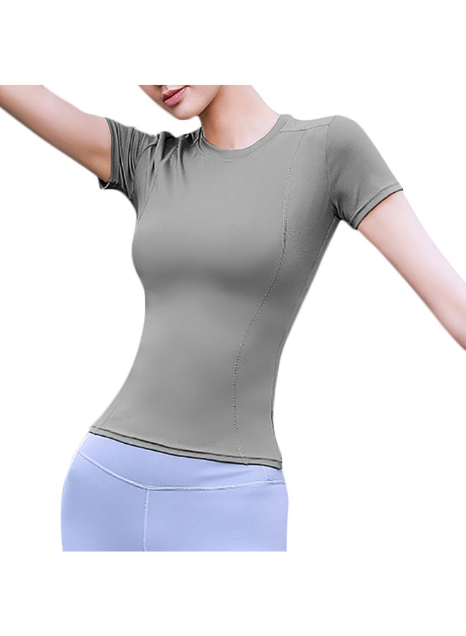 Compression Stretchy Sportswear T-Shirt Grey - Image 2