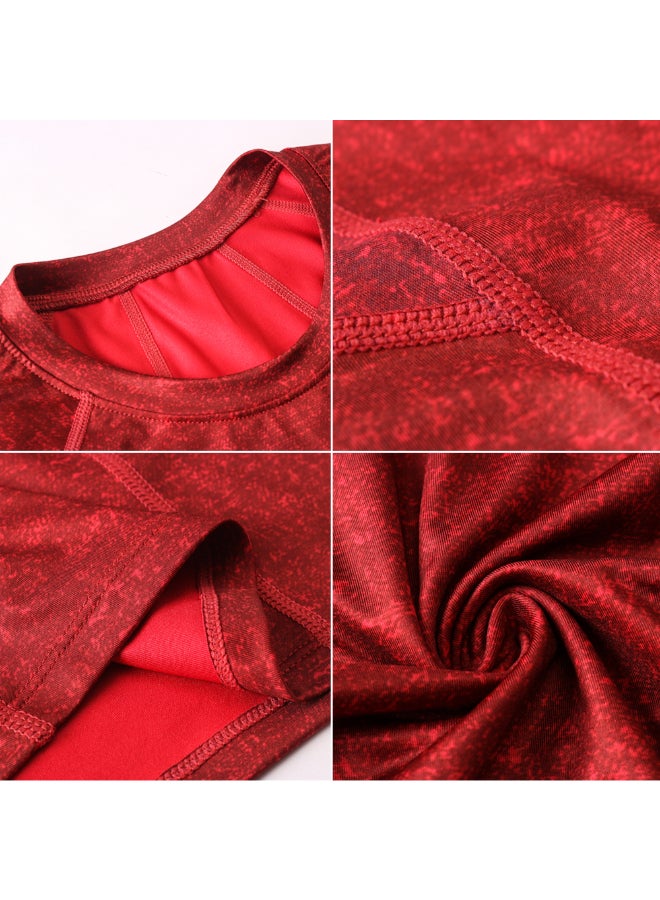 Quick Dry Elastic Sportswear T-Shirt Red  - Image 3