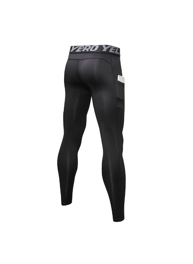 3-Piece Quick Dry Compression Sportswear Leggings Black/Grey/Dark Blue  - Image 3