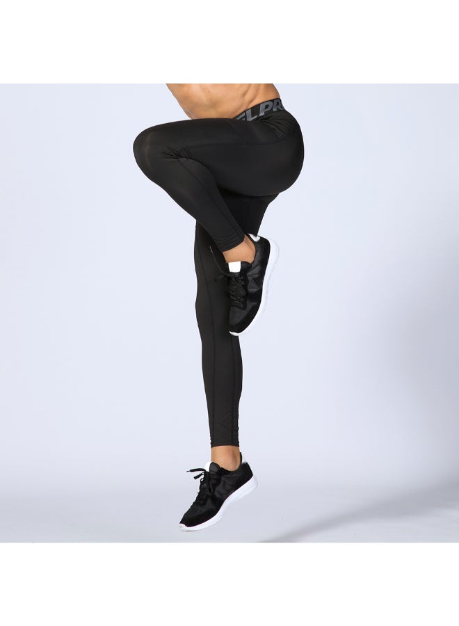 3-Piece Quick Dry Compression Sportswear Leggings Black/Grey/Dark Blue  - Image 4