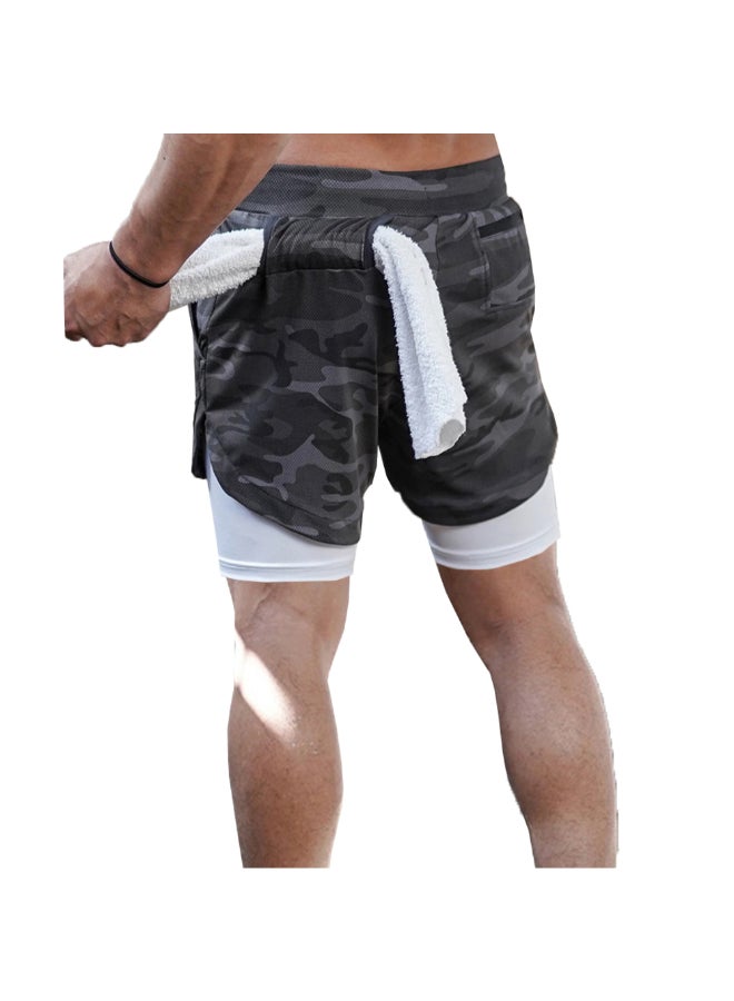 Elastic Waist Side Pocket Sportswear Shorts Black/Khaki/Grey  - Image 2
