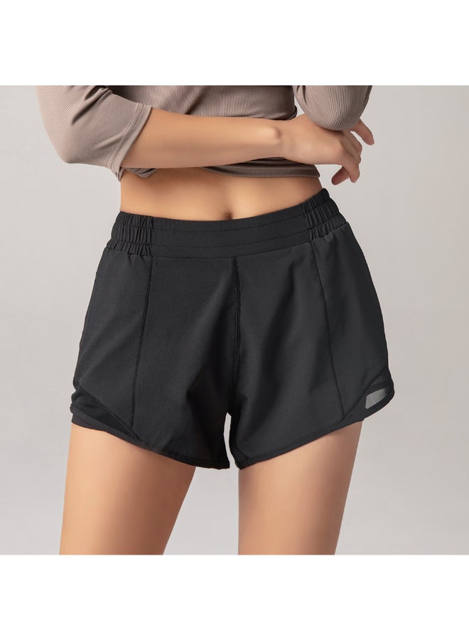 2-In-1 Compression Quick Dry Sportswear Shorts Black - Image 2