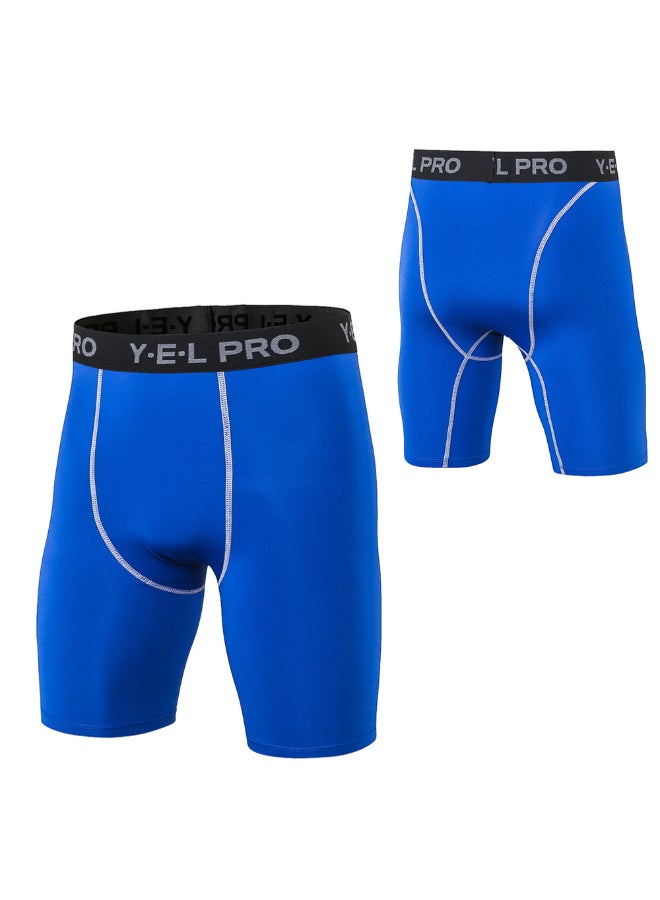3-Piece Compression Quick Drying Workout Shorts Set Blue/Black/red - Image 4