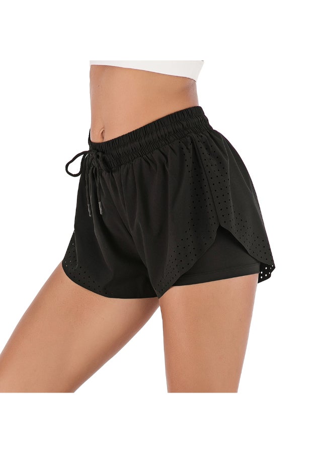 2-In-1 Compression Quick Dry Sportswear Shorts Black - Image 3