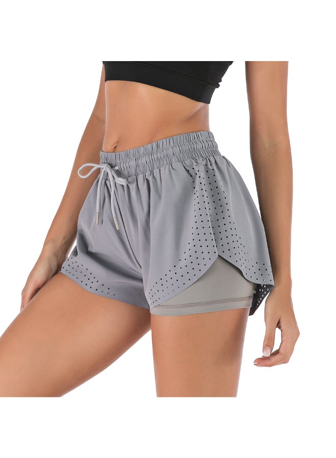 2-In-1 Compression Quick Dry Sportswear Shorts Grey - Image 3