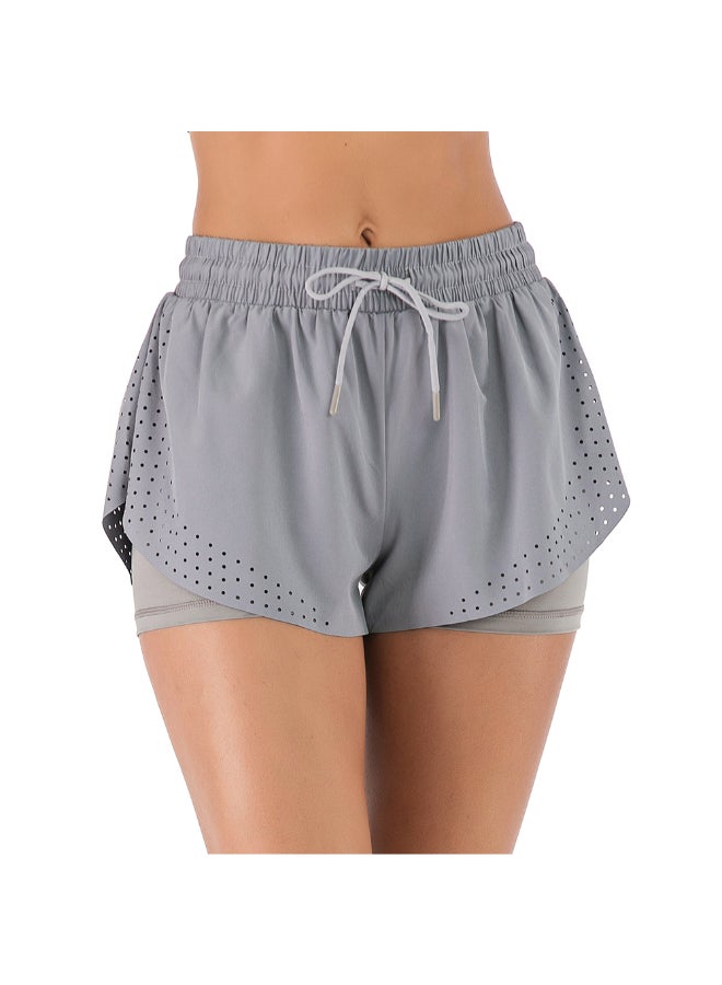 2-In-1 Compression Quick Dry Sportswear Shorts Grey - Image 4