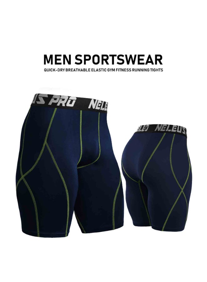 3-Piece Compression Quick Drying Workout Shorts Set Grey/Blue/Black - Image 4