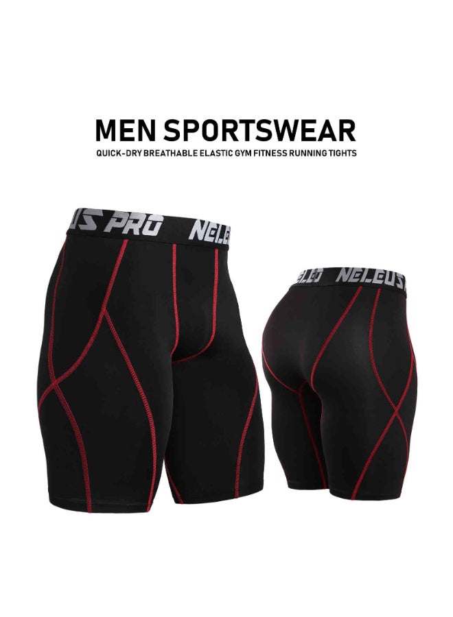 3-Piece Compression Quick Drying Workout Shorts Set Black/Marron/Deep Blue - Image 4