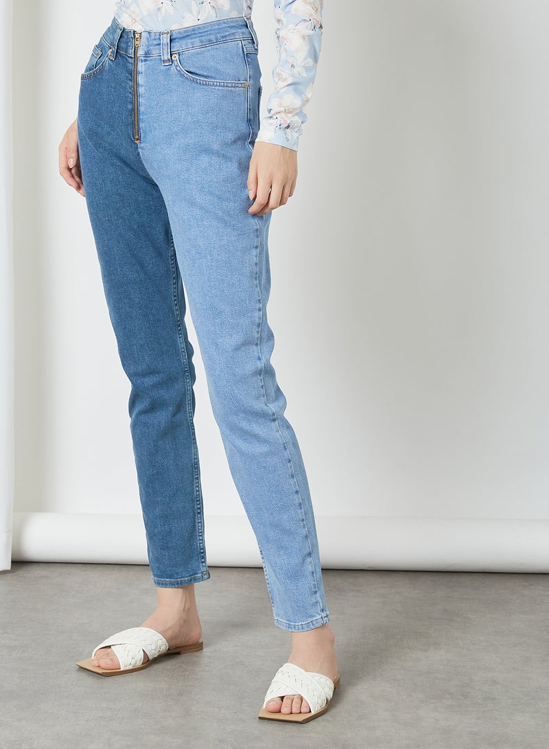 NA-KD - Two Toned Jeans Blue - Image 1