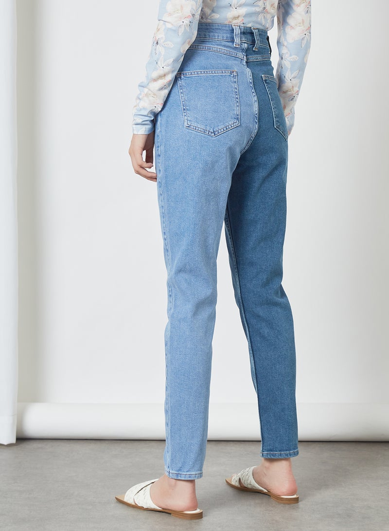 NA-KD - Two Toned Jeans Blue - Image 1