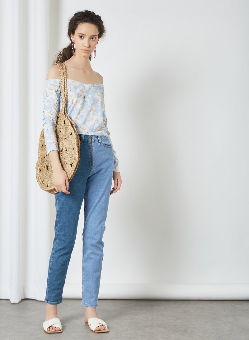 NA-KD - Two Toned Jeans Blue - Image 1