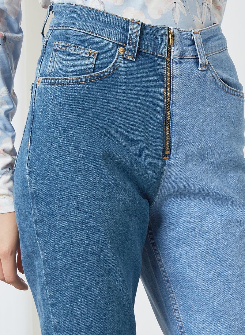 NA-KD - Two Toned Jeans Blue - Image 1