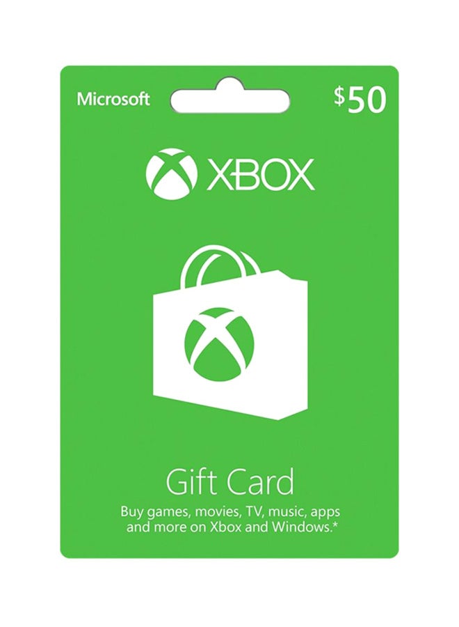 Microsoft - 50 Dollar Xbox Gift Card Green/White - Image 1