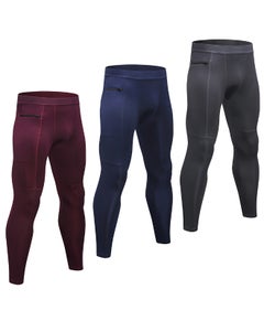 ماركة غير محددة Pack of 3 Breathable Gym Running Workout Activewear Grey / Dark Blue / Burgundy  - Image 1
