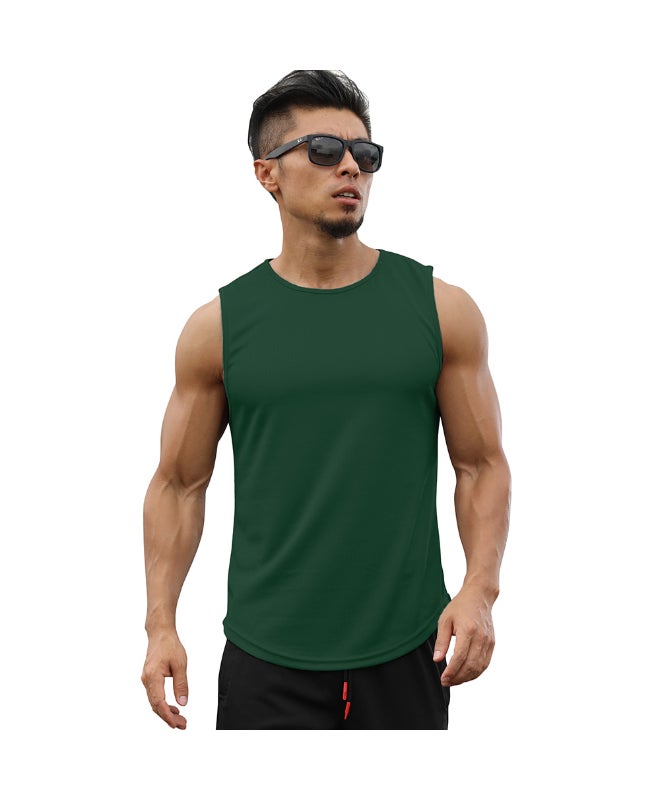 Men's Sport Tops Running Vest Green  - Image 4