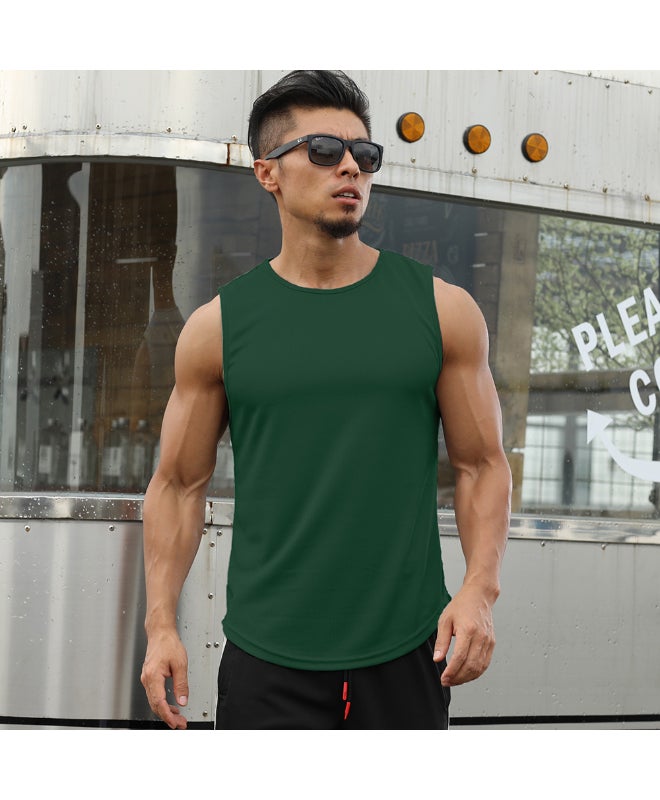 Men's Sport Tops Running Vest Green  - Image 1