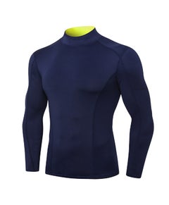 Long Sleeved Men Sport Shirts Dark Blue