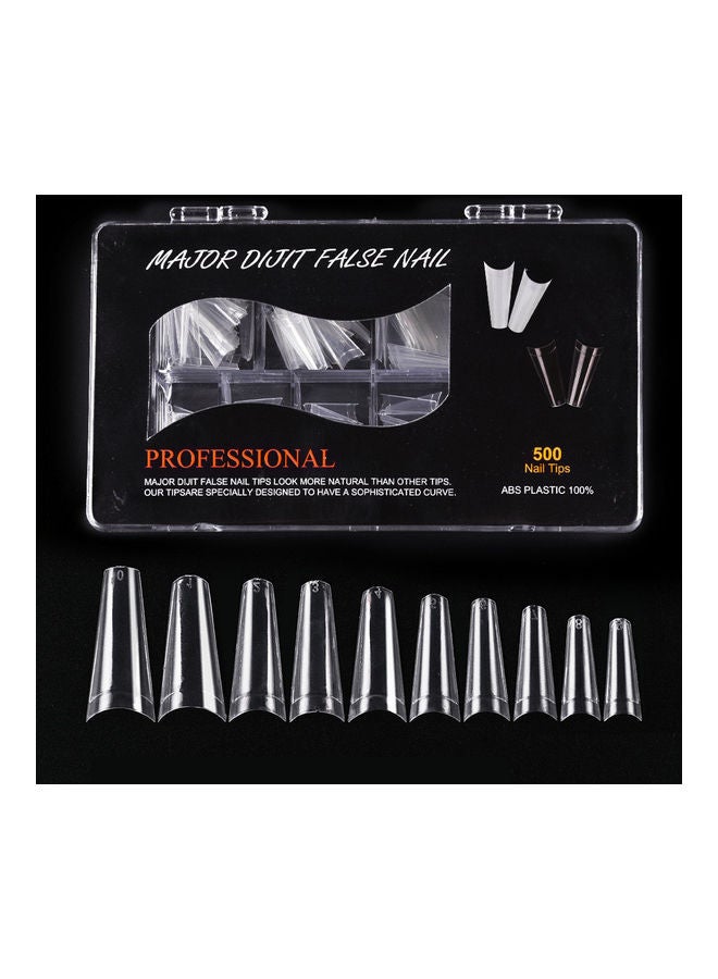 500-Piece False Nail Tip Set Clear - Image 1