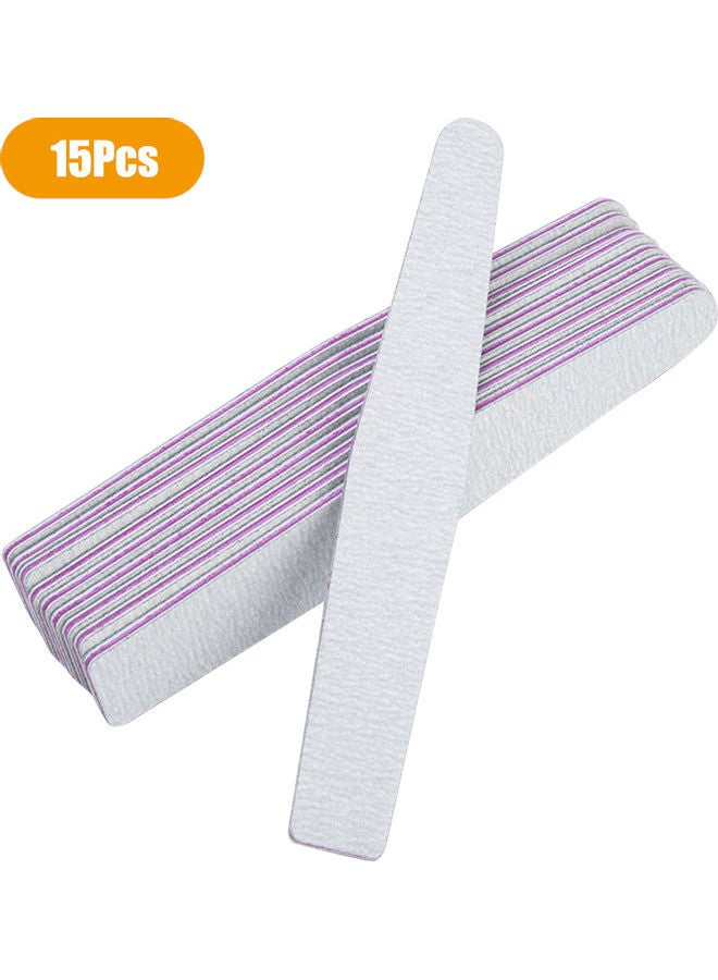 15-Piece Professional Nail File Set Silver - Image 1