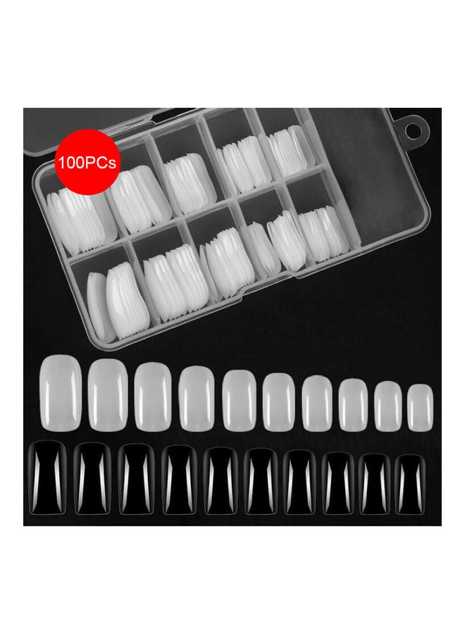 طقم أظافر صناعية مكون من 100 قطعة شفاف - Image 4