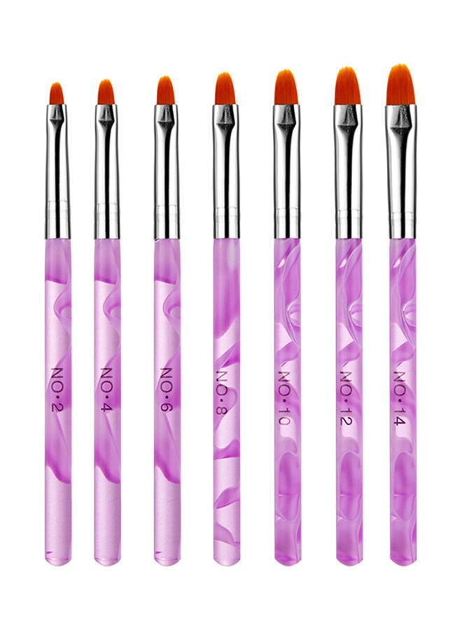 طقم فرش أظافر لتزيين الأظافر مكون من 7 قطع أرجواني / فضي - Image 1