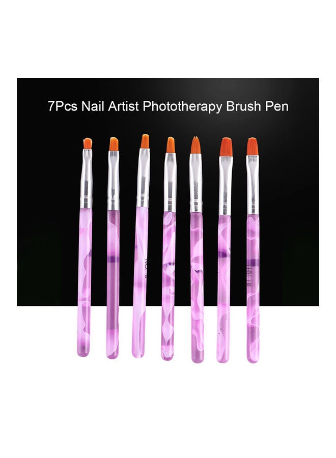 طقم فرش أظافر لتزيين الأظافر مكون من 7 قطع أرجواني / فضي - Image 2