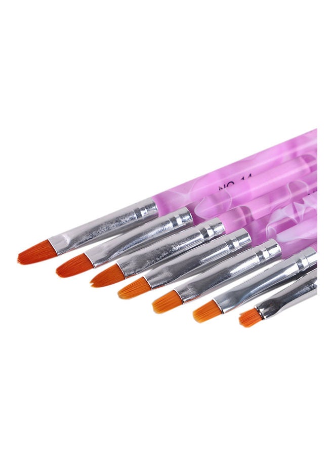 طقم فرش أظافر لتزيين الأظافر مكون من 7 قطع أرجواني / فضي - Image 3