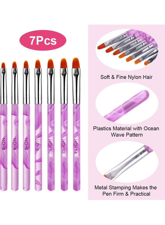 طقم فرش أظافر لتزيين الأظافر مكون من 7 قطع أرجواني / فضي - Image 5