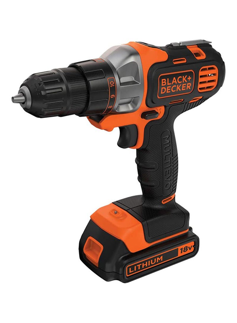 BLACK+DECKER 18V 1.5Ah 10mm Li-Ion Cordless Multi-Evo Multitool Starter Kit with Drill Driver Head for Home, Office & Work DIY Needs, Orange/Black - MT218K-GB, Orange/Black  - Image 2