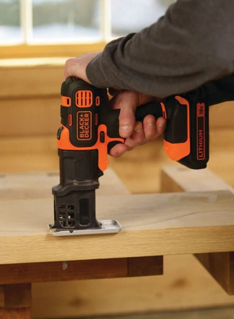 BLACK+DECKER - 18V 1.5Ah 10mm Li-Ion Cordless Multi-Evo Multitool Starter Kit with Drill Driver Head for Home, Office & Work DIY Needs, Orange/Black - MT218K-GB, Orange/Black - Image 1