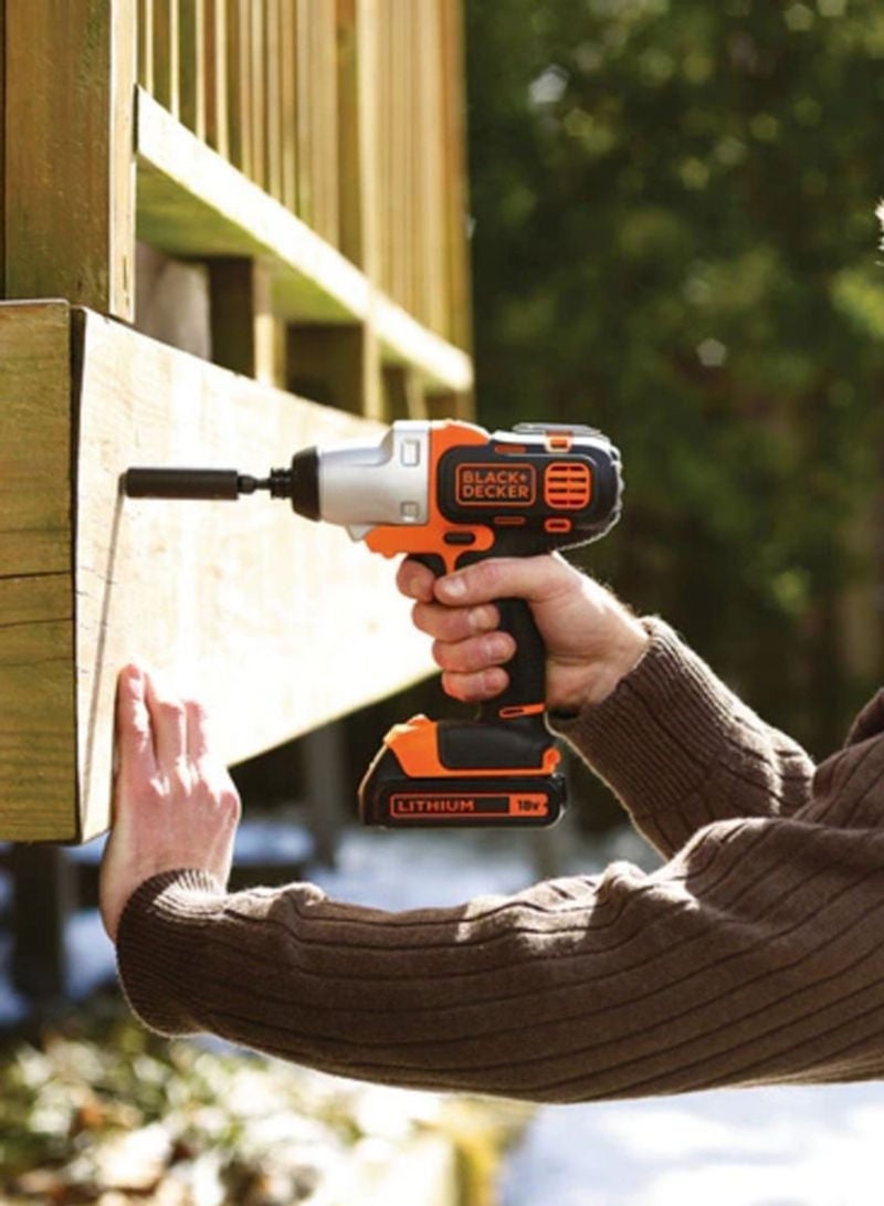 BLACK+DECKER - 18V 1.5Ah 10mm Li-Ion Cordless Multi-Evo Multitool Starter Kit with Drill Driver Head for Home, Office & Work DIY Needs, Orange/Black - MT218K-GB, Orange/Black - Image 1