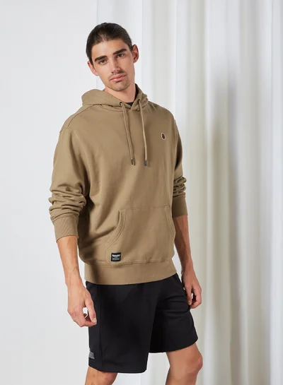 FINGERCROXX Solid Logo Hoodie Beige