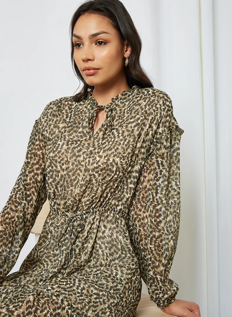 اونلي Printed Chiffon Mini Dress باميس ستون