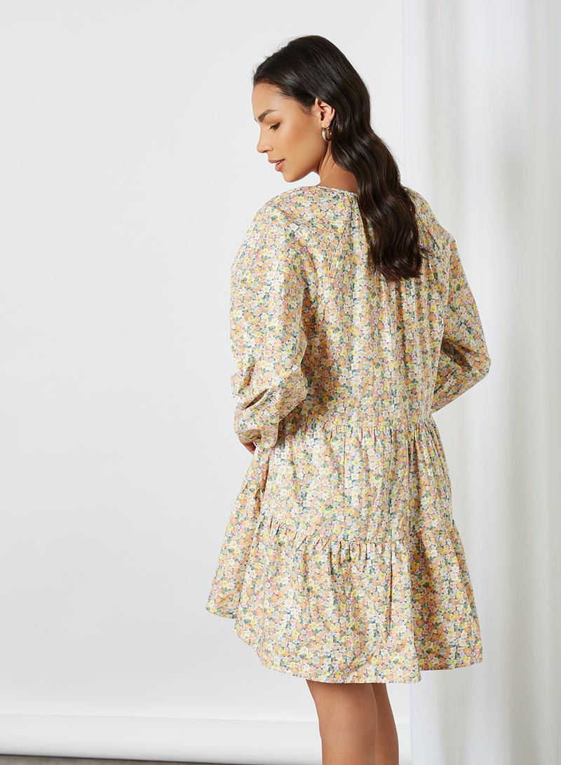 ONLY Floral Tiered Dress Cloud Dancer  - Image 2