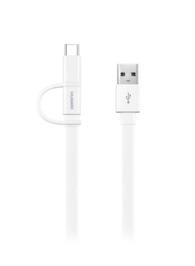 هواوي كابل 2 في 1، مايكرو USB و كابل نوع C أبيض/فضي  - Image 2