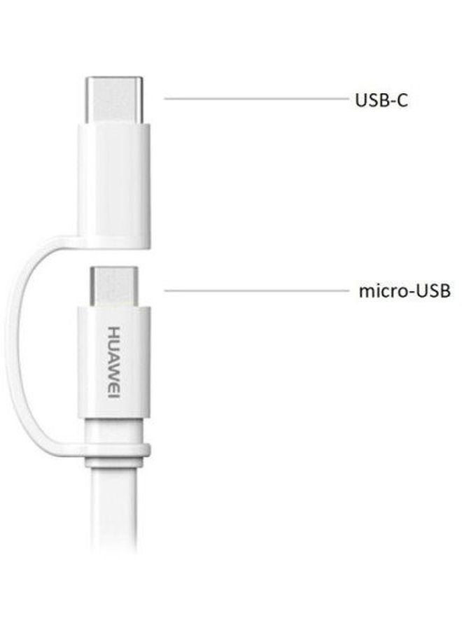 هواوي كابل 2 في 1، مايكرو USB و كابل نوع C أبيض/فضي  - Image 3